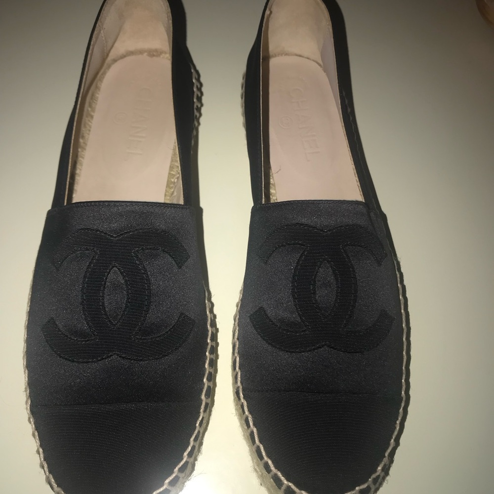 *SOLD* Chanel Espadrilles Black Satin Size 41 - Picture 3 of 6